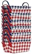 Bright Cotton Fabric Covered Small Checked Cases with Leatherette Handles 12"x8"x5" Set of 12