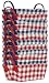 Bright Cotton Fabric Covered Small Checked Cases with Leatherette Handles 12"x8"x5" Set of 12