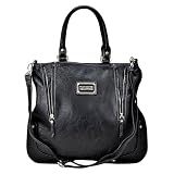 Valentino Black Italian Couture Large Zipper Handbag