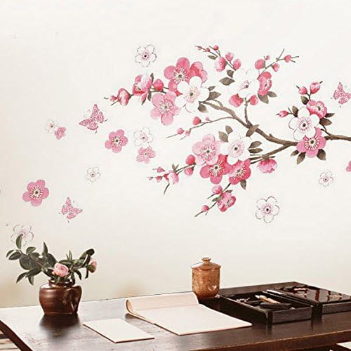 Dreamhome-wall stickers home decor 60x45cm Pink Flowers Removable wall Vinyl stickers Decal Art DIY Wall Fridge Sticker