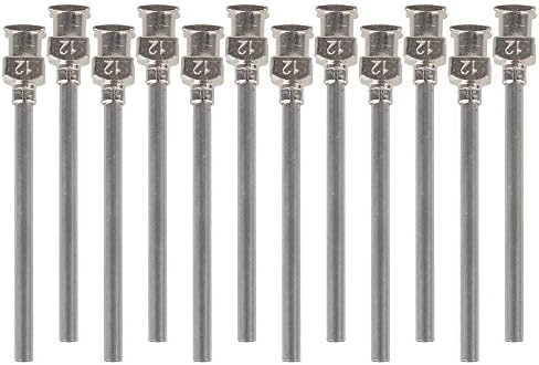 CNBTR Silver Stainless Steel Syringe Dispenser Dispensing Needle Tips 1.5"" 12Ga Pack of 2