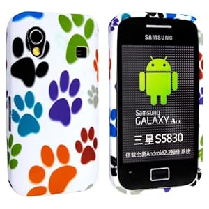 MULTI COLOUR ANIMAL PAW DOG FOOT PRINT SILICONE PROTECTION CASE COVER FOR SAMSUNG GALAXY ACE S5830