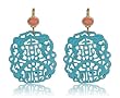 Kenneth Jay Lane Earrings - Carved Oriental Resin Turquoise
