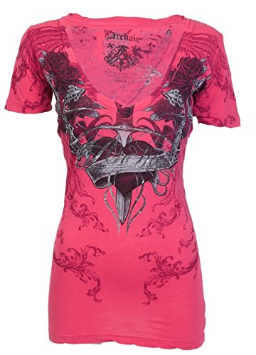 Archaic AFFLICTION Womens T-Shirt FLY HIGH Wings Tattoo Biker Sinful