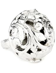 Devon Leigh "Bold Silver" Rhodium Dipped Carved Ball Ring, Size 7