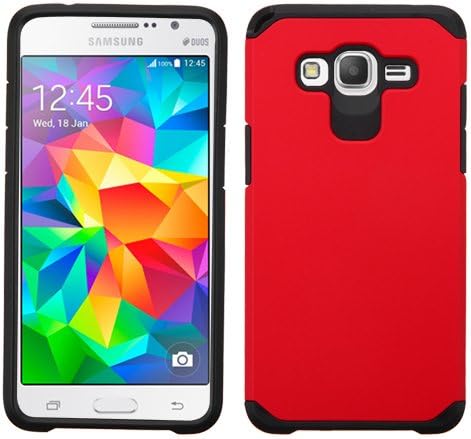 Samsung Galaxy Grand Prime , Luxca (Tm) Samsung Galaxy Grand Prime (Samsung G530) (cricket) Hybrid Heavy Duty Rugged Impact Advanced Armor Soft Silicone Cover Hard Snap On Astronoot Case + Clear LCD Screen Protector + Luxca (Tm) Stylus Pen (Red / Black Astronoot)