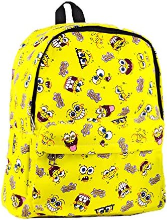 Fashion Students Canvas Cartoon Cute Anime Floral Daypack Backpack Shoulders Bag (SpongeBob SquarePants)