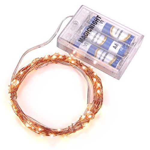 Magicnight 2x Battery Powered Operated Led String Starry Light Copper Wire Decorative Centerpiece Lights 60 Leds Warm White Firefly Mason Jars Lighting 6m 20ft Set of 2