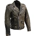 LEDERJACKE ROCKABILLY CHOPPER BIKER LEDER JACKE ROCKER ANTIKLEDERGERBUNG
