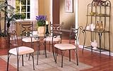 5pc Contemporary Metal Round Dining Room Table & Chair Set