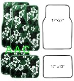 A Set of 4 Universal Fit Hawaii Hibiscus Carpet Floor Mats for Cars / Truck - Green