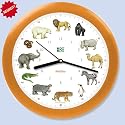 Kookoo singende Wanduhr - Zootiere orange