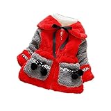 SnoLyni (JP) キッズコート ベビージャンパー アウター 羽織りフォーマル女児 キッズ 服 子供 秋冬 女の子 ガールズ カジュアル 通学 (80cm, レッド)