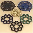 Black Enamel Flower Trivet for Stovetop