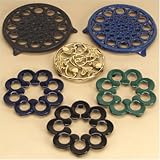 Fireplaces item: Green Enamel Flower Trivet for Stovetop