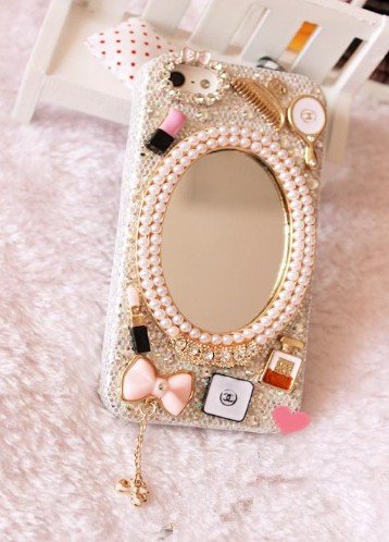 ☆3Dデコ盛り♪♪キラキラ☆ミラー付きケース/iphone5/専用ケースカバー/ラインストーン/3color (1) ☆3Dデコ盛り♪♪キラキラ☆ミラー付きケース/iphone5/専用ケースカバー/ラインストーン/3color (1)