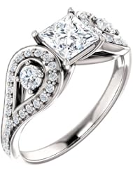 18K White Gold Princess Cut Diamond Ring -- LIFETIME WARRANTY