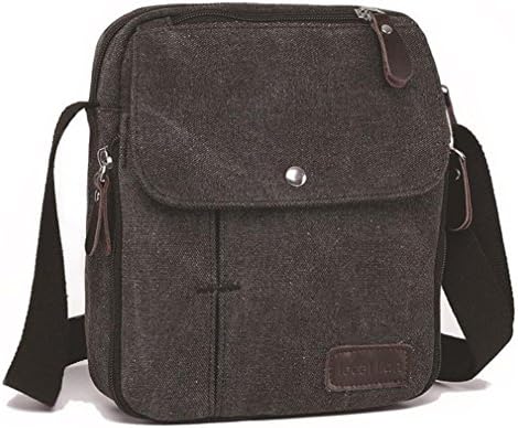 Generic Men's Multi-function Canvas Shoulder Bag Work Bag Business Bag Messenger Bag Purse (Black)