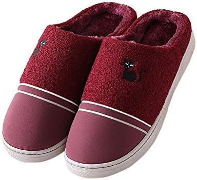 Sangreen Thermal Skidproof Bedroom House Slippers for Men Ox Red 42-43