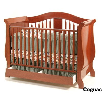 Baby: Aspen Crib with Drawer Cognac