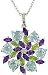Sterling Silver Multi-Gemstone Flower Pendant