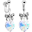 Handcrafted Aurora Crystal Heart Clip On Earrings MADE WITH SWAROVSKI ELEMENTS