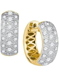 0.88 cttw 14k Yellow Gold Bridal Huggie Hoop Earrings Diamond Bridal Huggie Hoop Earrings (Real Diamonds: 0.88 cttw)