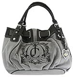 IMAGE OF Juicy Couture Freestyle Crest Medium Velour Bag Grey