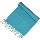 Men Scarf Silk Pashmina Blue 58 x 13 inches