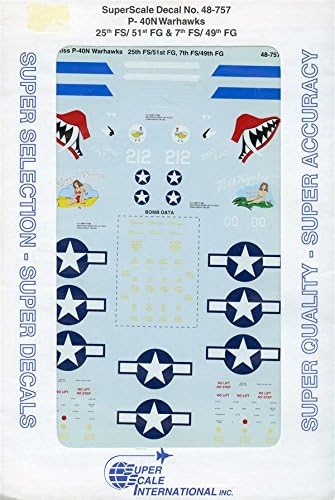 Super Scale Decals 1:48 P-40N Warhawks 25th FS/51st FG 7th FS/49th FG #48-757**