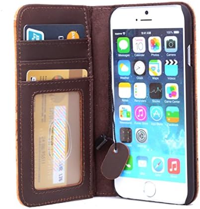 Moray Iphone 6 Case Handmade Genuine Leather Wallet Cover (4.7 vintage books Maps)