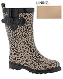 Capelli New York Shiny Baby Leopard Printed Ladies Short Sporty Body Rubber Rain Boot