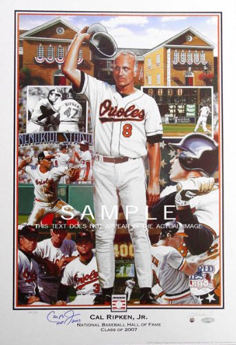 Cal Ripken Jr. Baltimore Orioles - Ironman - Autographed Lithograph with HOF Inscription
