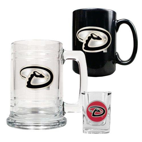 MLB Arizona Diamondbacks 15-Ounce Tankard, 15-Ounce Ceramic Mug & 2-Ounce Shot Glass Set - Primary Logo