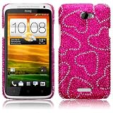 HTC One X Love Hearts Diamante Case / Cover / Shell / Shield Part Of The Qubits Accessories Rangeby Qubits