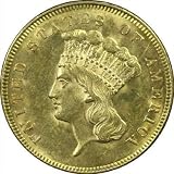 1855 $3 US American Liberty Head Rare Gold Coin PCGS MS 62