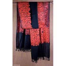 Wool shawl, 'Floral Drama' by NOVICA