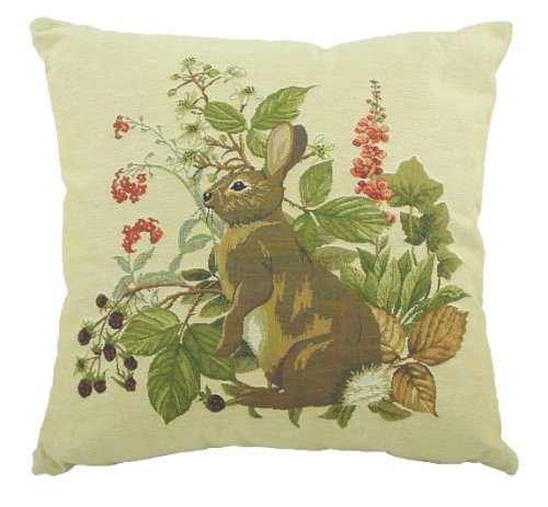 Evans Lichfield Woodland Gef&uuml;lltes Polsterkissen mit Hasenmotiv, traditionelle Tapisserie, 45,7 x 45,7&nbsp;cm
