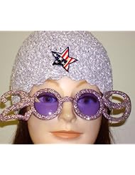 Hand Crocheted Lilac Chenille and Gimp Skull Cap Trimmed with Star American Flag Offered in... by Gita