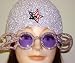 Hand Crocheted Lilac Chenille and Gimp Skull Cap Trimmed with Star American Flag Offered in Combination with Purple Frame 2009 Welcoming Sunglasses