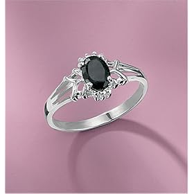 Avon Sterling Silver Genuine Negroid Sapphire Ring, Size 8