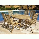 IMAGE OF VIFAH V1143SET1 Outdoor Seven-Piece Teak Dining Set with Oval 3-Piece Table and 6 Oudoor Pos Teak Chairs