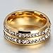 Mens Womens 8MM Titanium Stainless Steel High Polished 18K Gold Plated Channel Set Cubic Zirconia CZ Promise Engagement Band Unisex Gold Wedding Ring Comfort Fit, Size 10