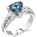 PEORA London Blue Topaz Scroll Gallery Solitaire Ring for Women 925 Sterling Silver, Natural Gemstone Birthstone, 2 Carat Trillion Shape 8mm, Sizes 5 to 9