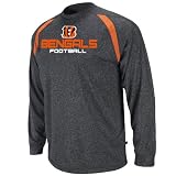 NFL Men's Cincinnati Bengals Fanfare IV Adult Long Sleeve Crew Neck Synthetic Marled Tee (Charcoal Marled/Dark Orange, X-Large)