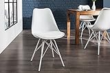 Moderner Design Stuhl SCANDINAVIA Meisterstück weiss lackierten Stuhlbeinen - 2