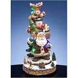San Francisco Music Box Santa Snowman Reindeer Stack W Rotation