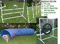 Dog Agility Equipment - Tire Jump, Weave Poles, Single Jump & Tunnel - Beginners Bundle / Package