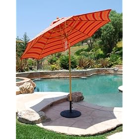 9 ft Rotational Tilt Wood Patio Market Umbrella by Galtech - Quick Ship Umbrella Pole... by 
