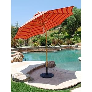 9 ft Rotational Tilt Wood Patio Market Umbrella by Galtech - Quick Ship Umbrella Pole... by 